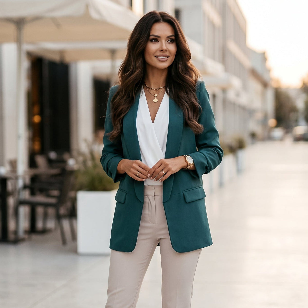 Women's Tailored Blazer | Notched Lapel Single-Breasted Jacket