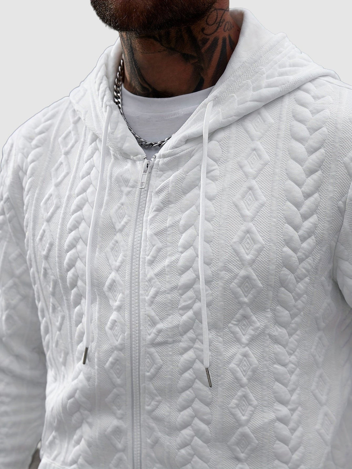 Matteo - Men's Quilted Geometric Zip Hoodie