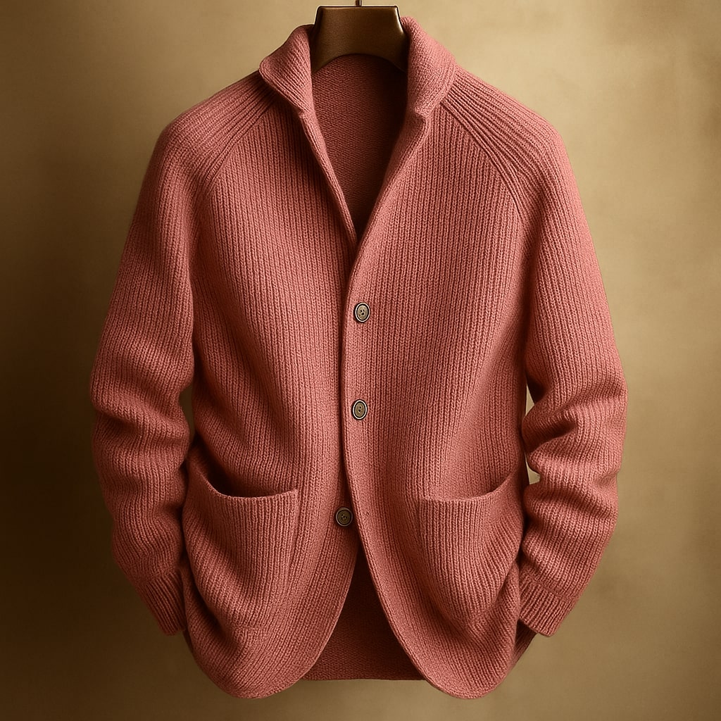CARDIGAN IN RIBBED WOOL FOR MEN