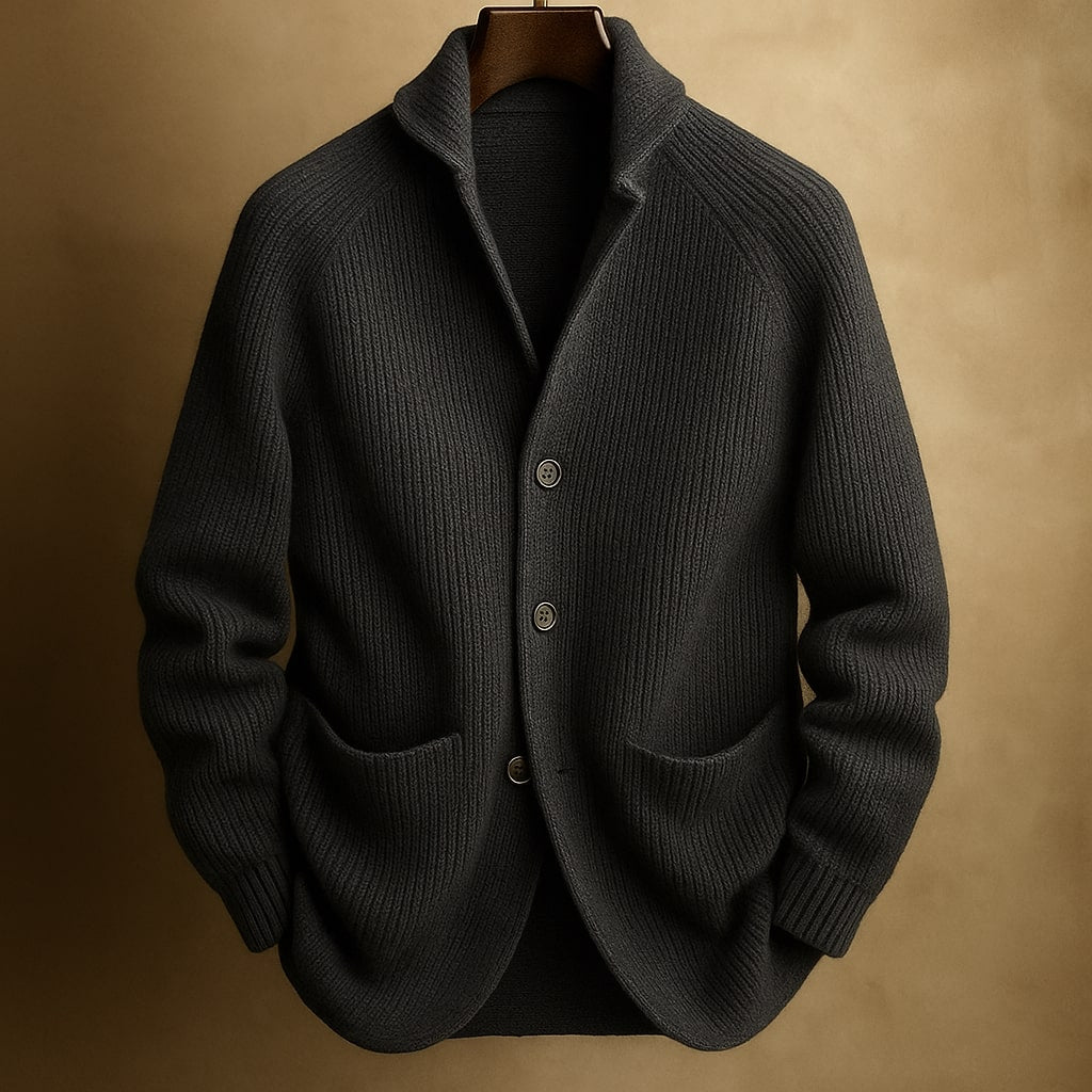 CARDIGAN IN RIBBED WOOL FOR MEN