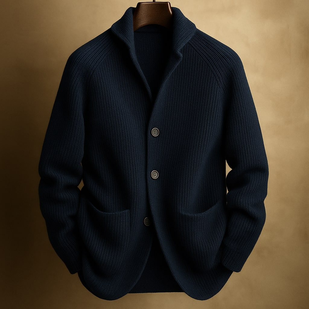 CARDIGAN IN RIBBED WOOL FOR MEN