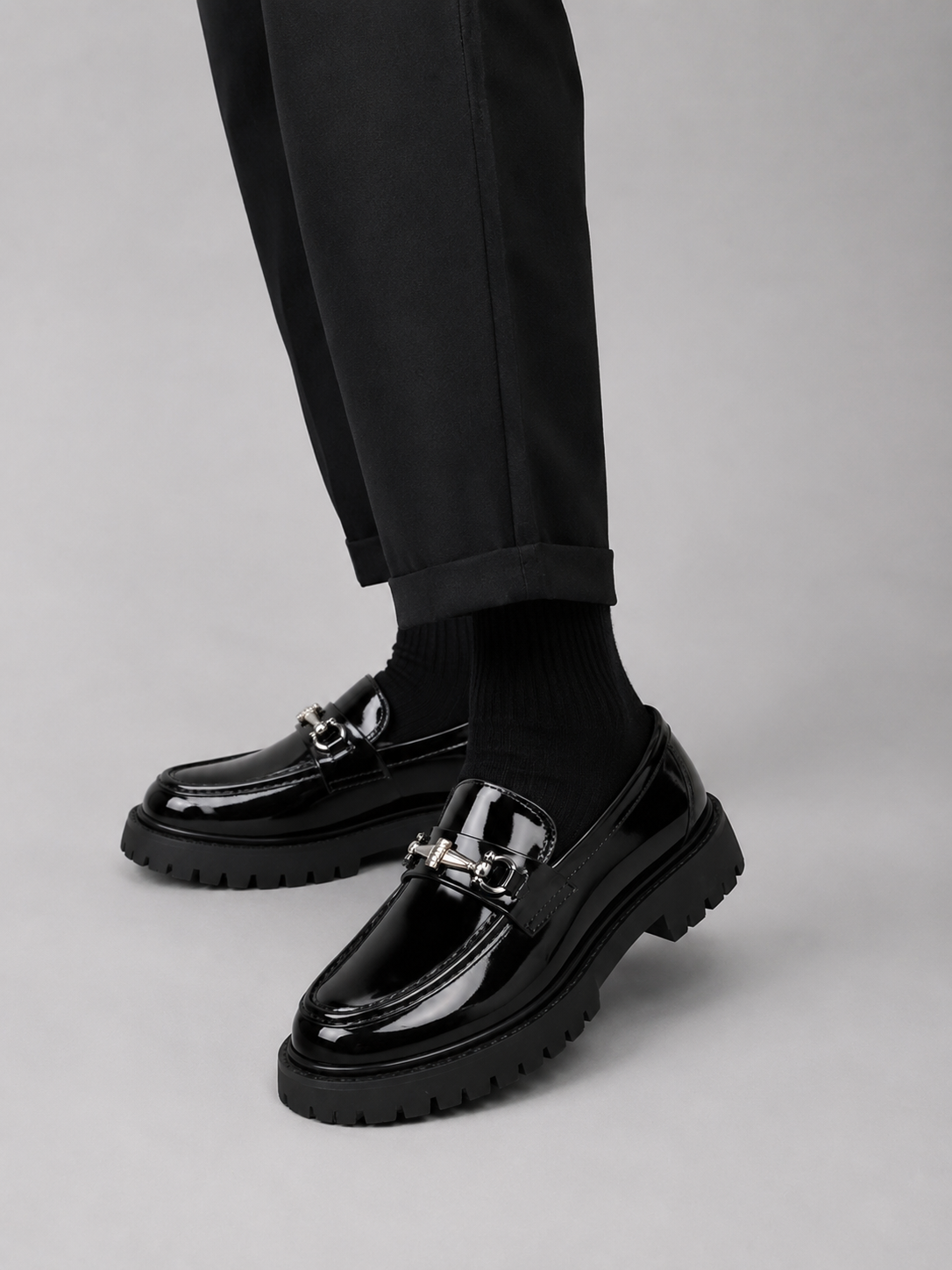 Men’s Chunky Sole Loafers with Metal Detail