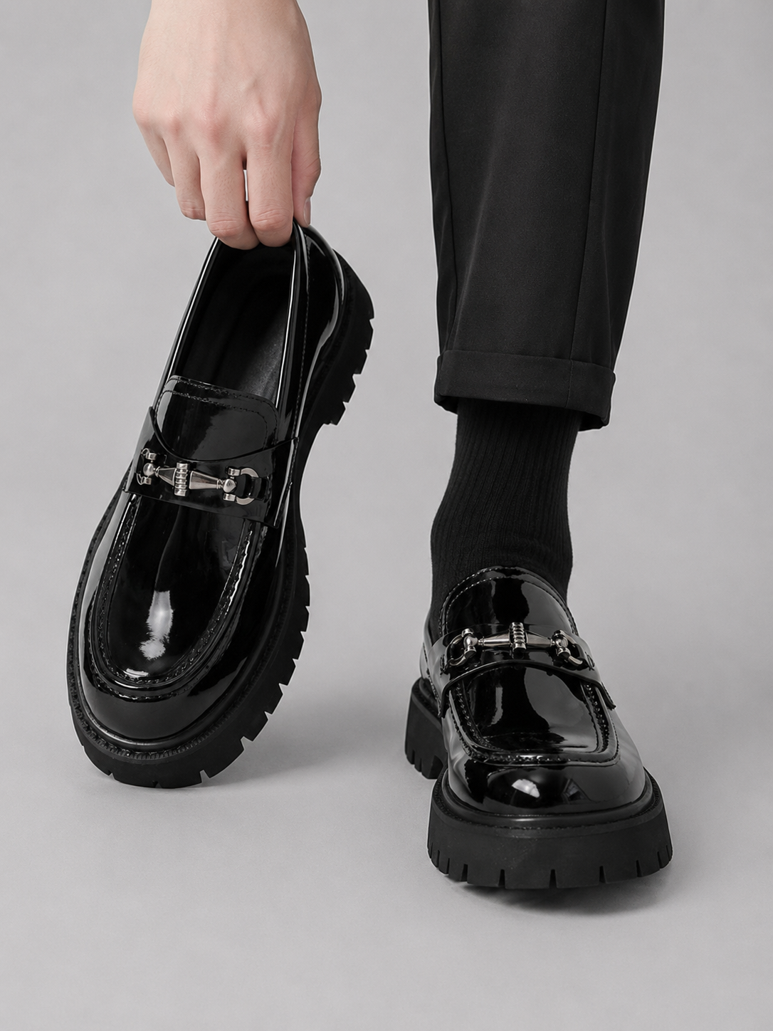 Men’s Chunky Sole Loafers with Metal Detail