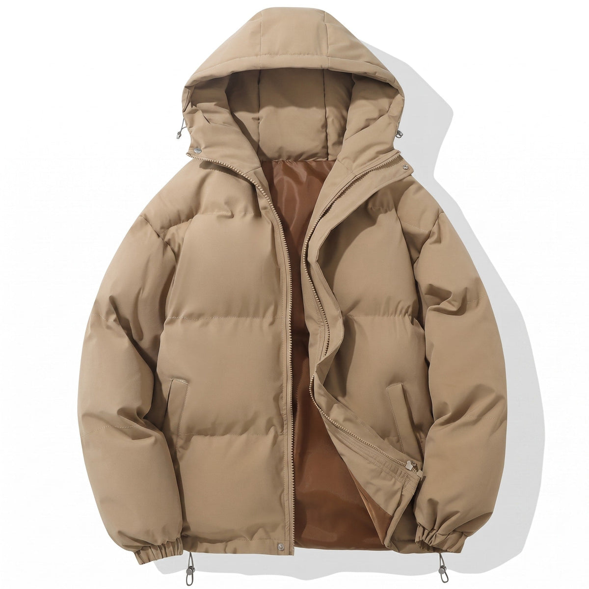 Men's Hooded Puffer Jacket Quilted Windproof Winter Coat