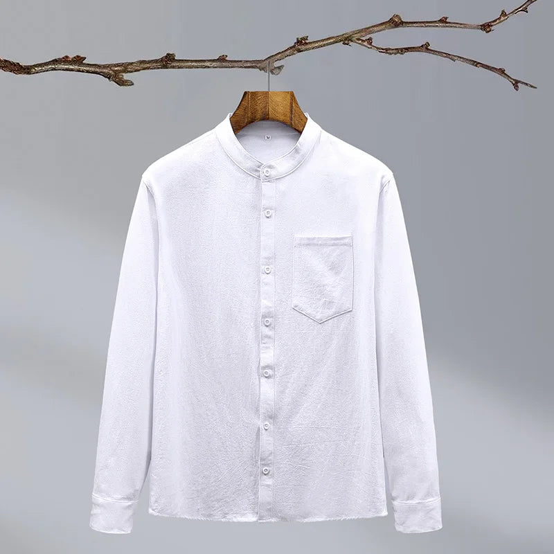 Men's Long Sleeve Henley Polo | Relaxed & Band Collar