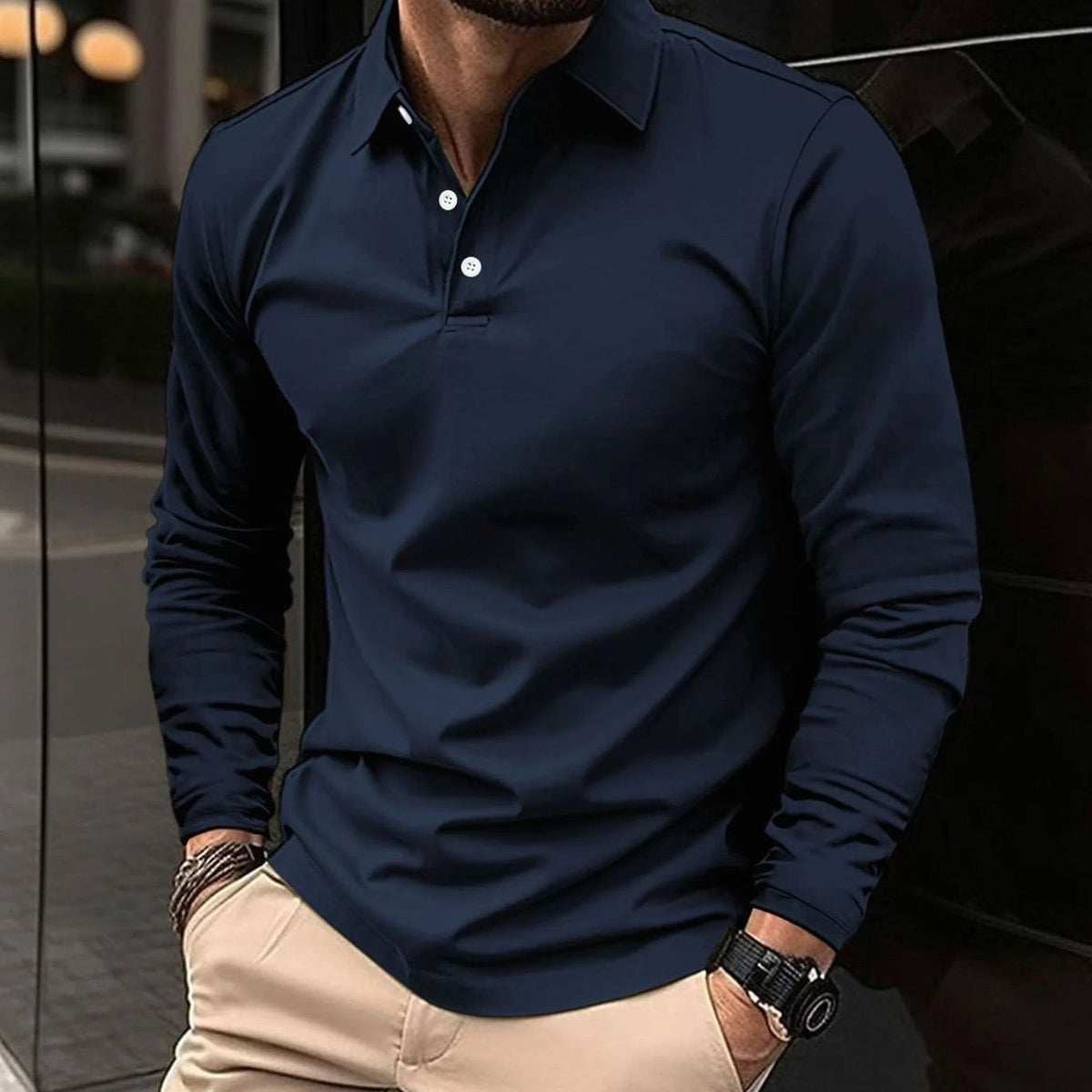 Men's Long Sleeve Polo Shirt | Slim Fit & All-Day Comfort