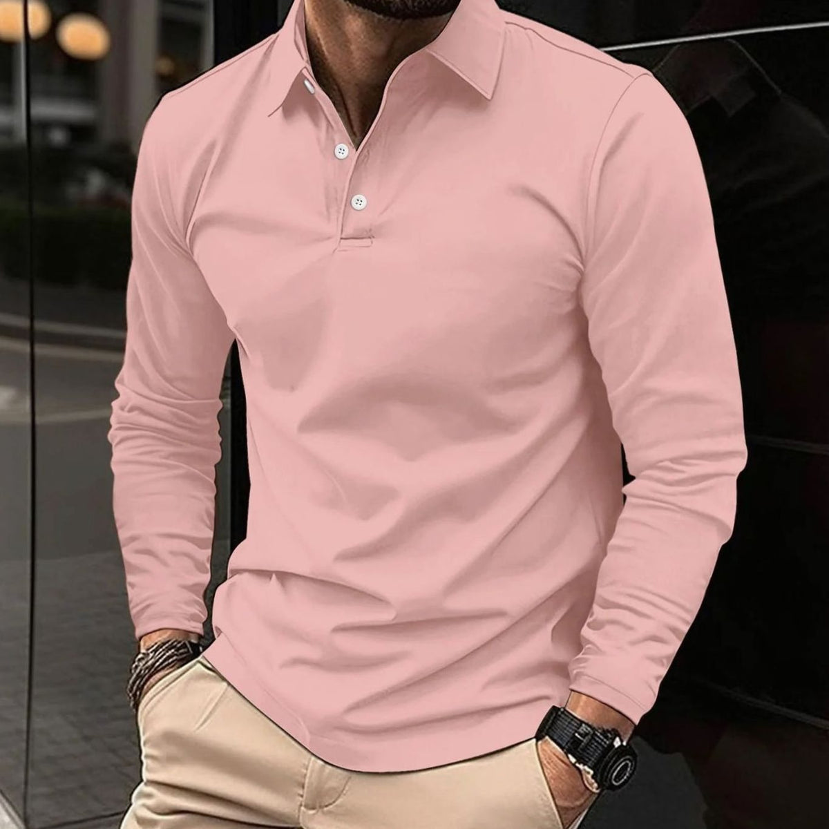 Men's Long Sleeve Polo Shirt | Slim Fit & All-Day Comfort