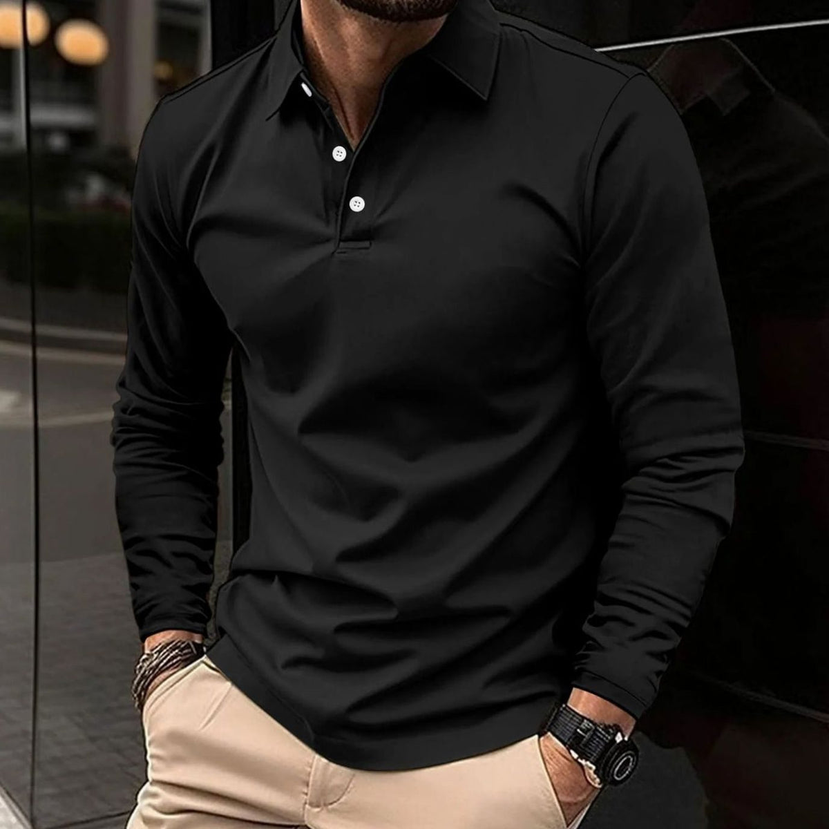 Men's Long Sleeve Polo Shirt | Slim Fit & All-Day Comfort