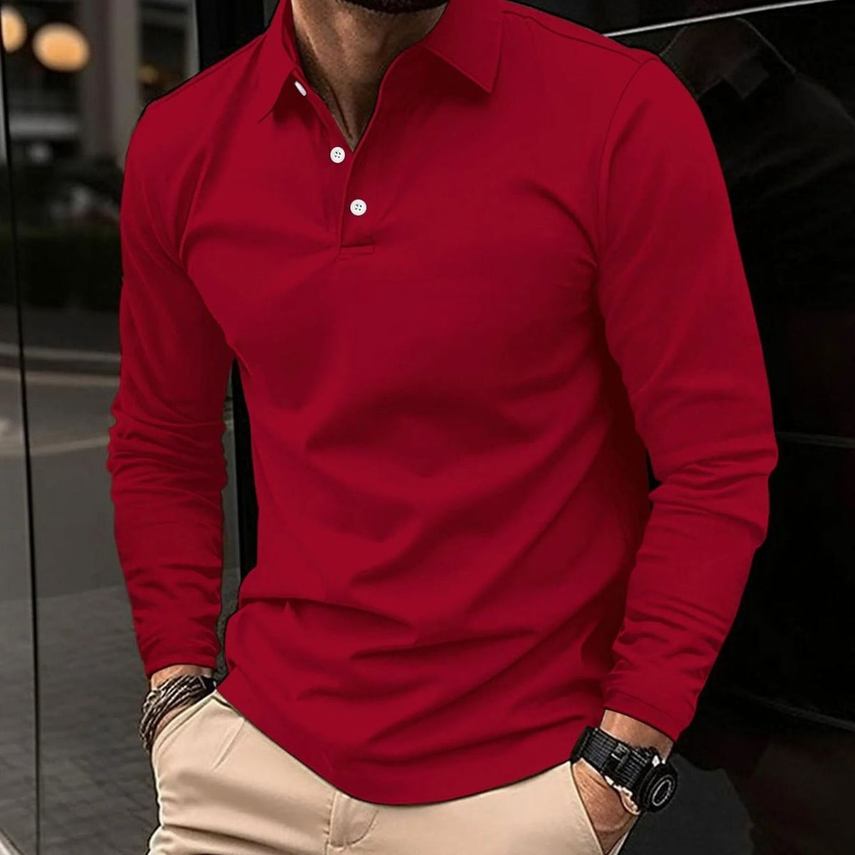 Men's Long Sleeve Polo Shirt | Slim Fit & All-Day Comfort