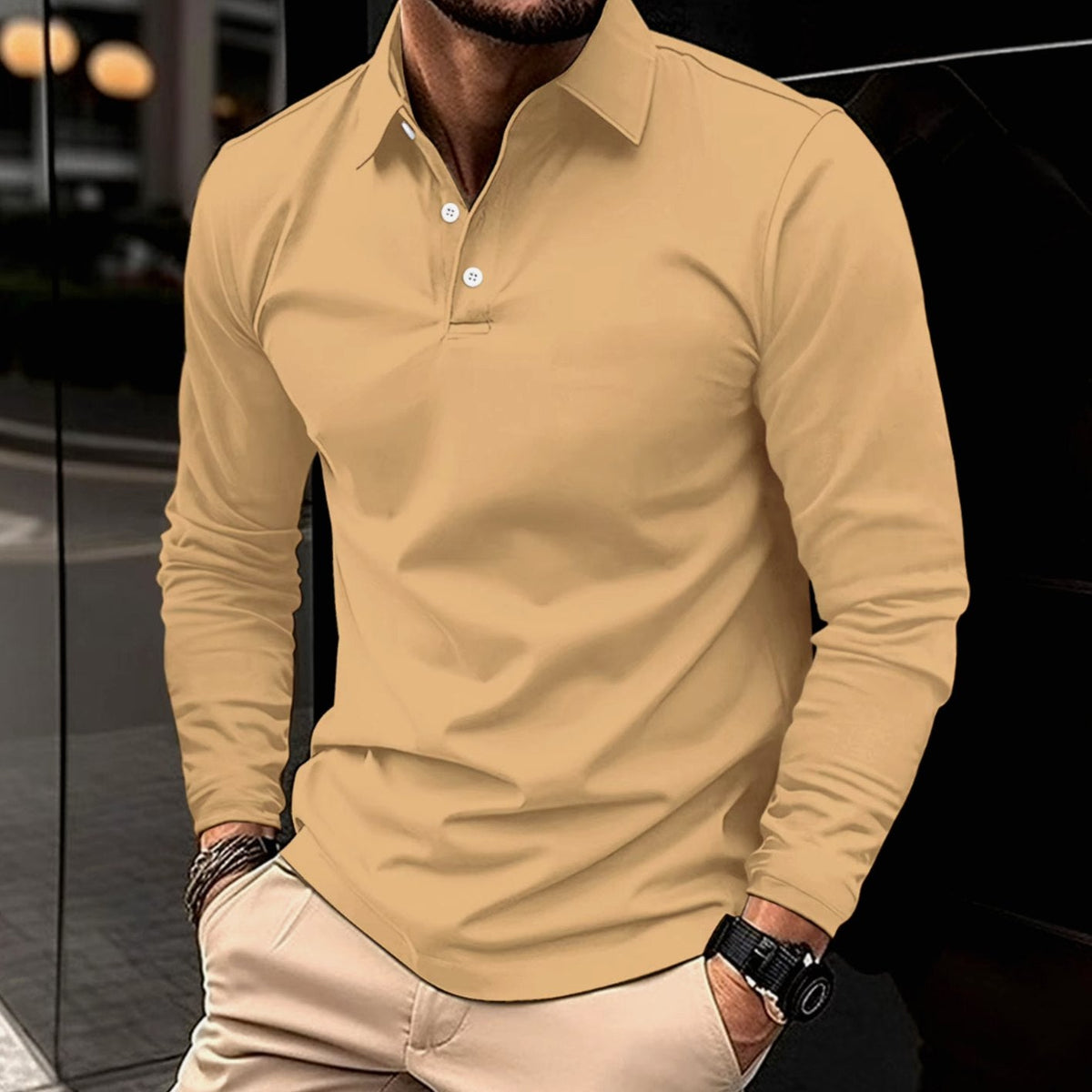 Men's Long Sleeve Polo Shirt | Slim Fit & All-Day Comfort