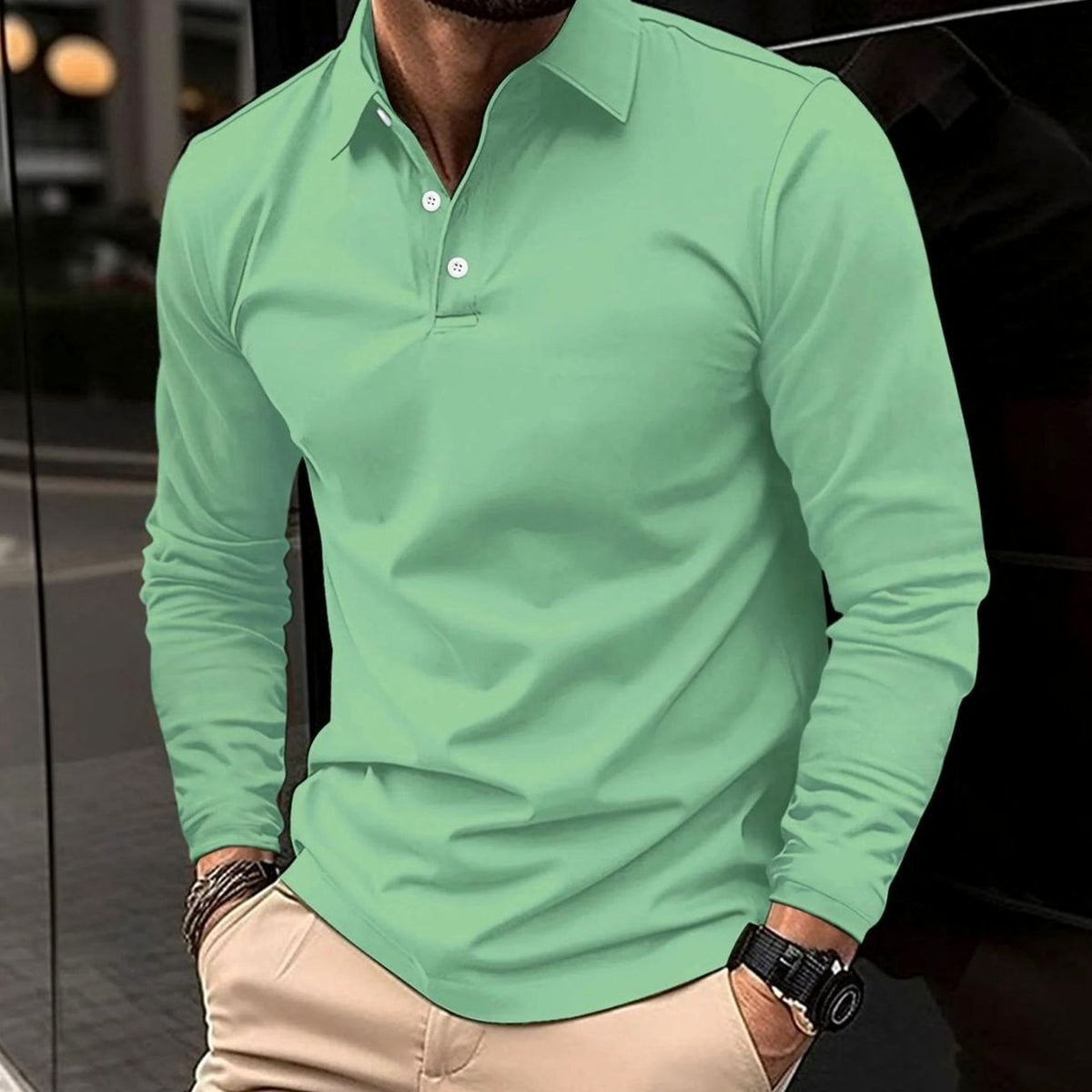 Men's Long Sleeve Polo Shirt | Slim Fit & All-Day Comfort