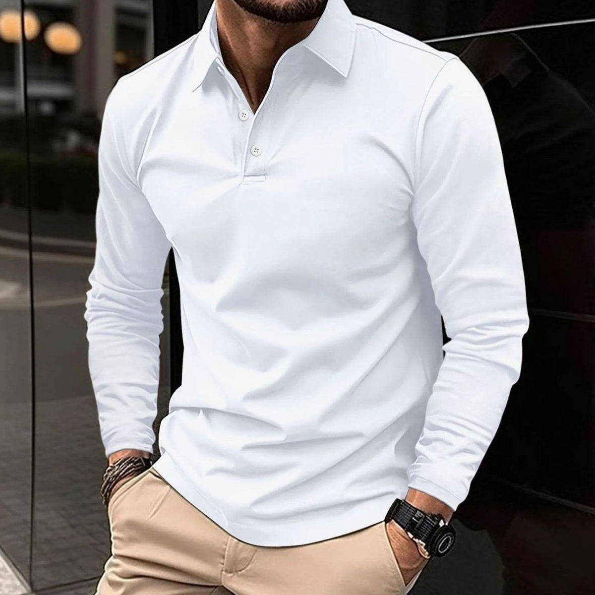 Men's Long Sleeve Polo Shirt | Slim Fit & All-Day Comfort
