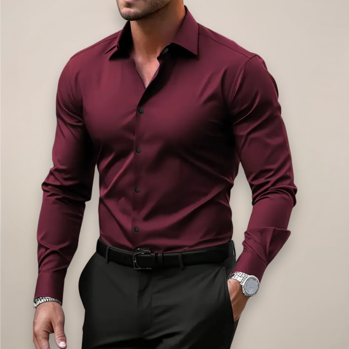 Men’s Dress Shirt | Long Sleeve Button Front