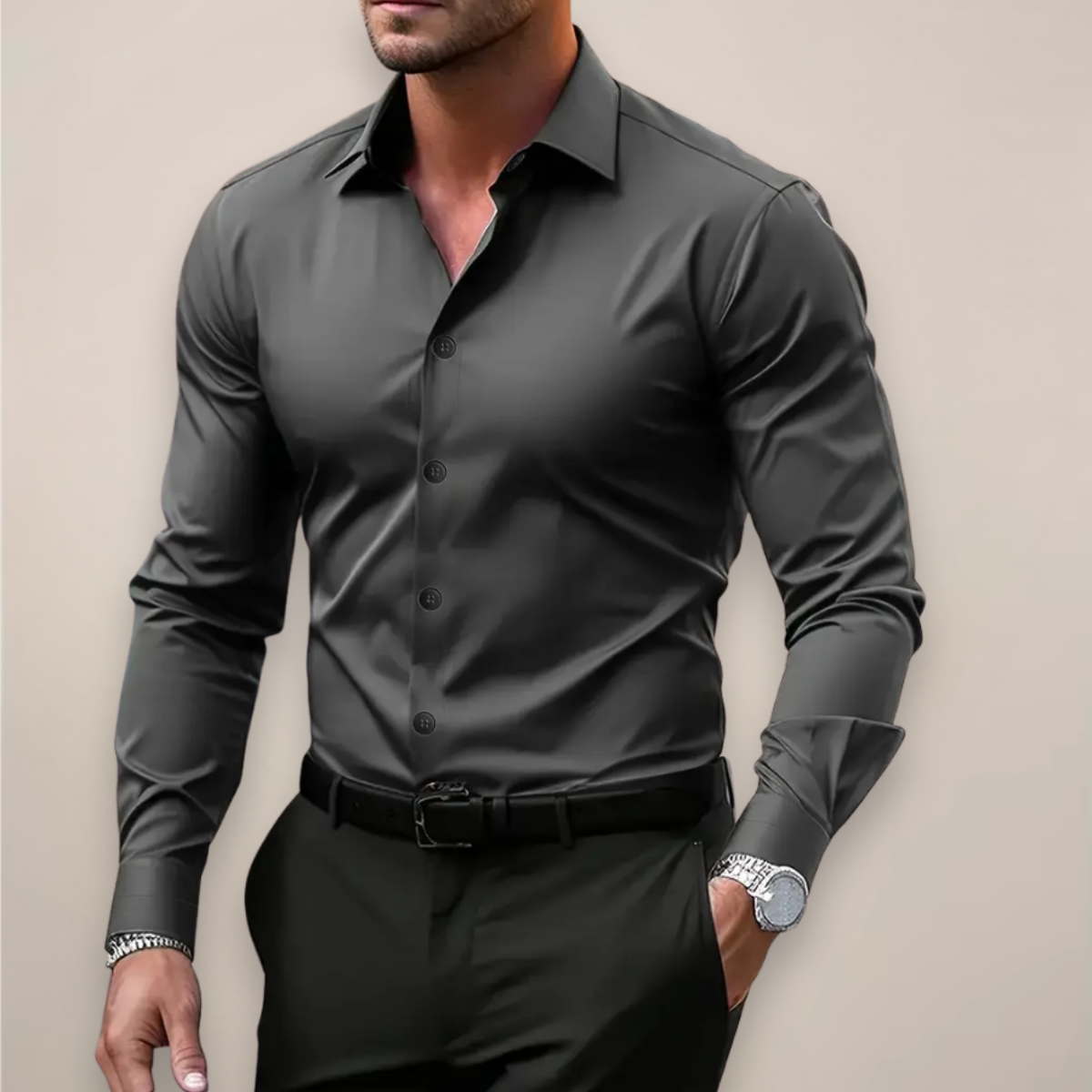 Men’s Dress Shirt | Long Sleeve Button Front