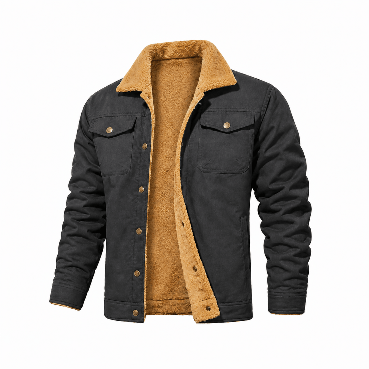 Men's Trucker Jacket Soft Collar Warm Lining Relaxed Fit