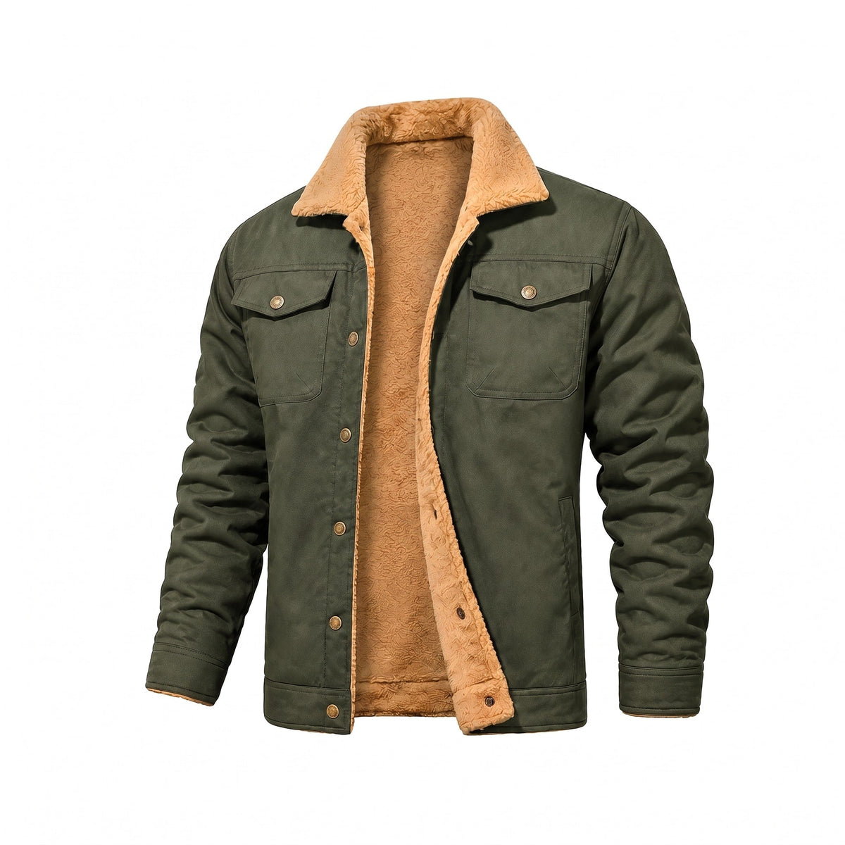 Men's Trucker Jacket Soft Collar Warm Lining Relaxed Fit