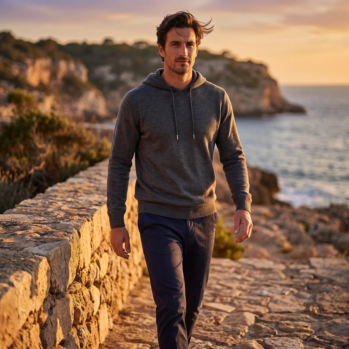 Men's Smart Casual Hoodie | Ribbed Cuffs & Hem