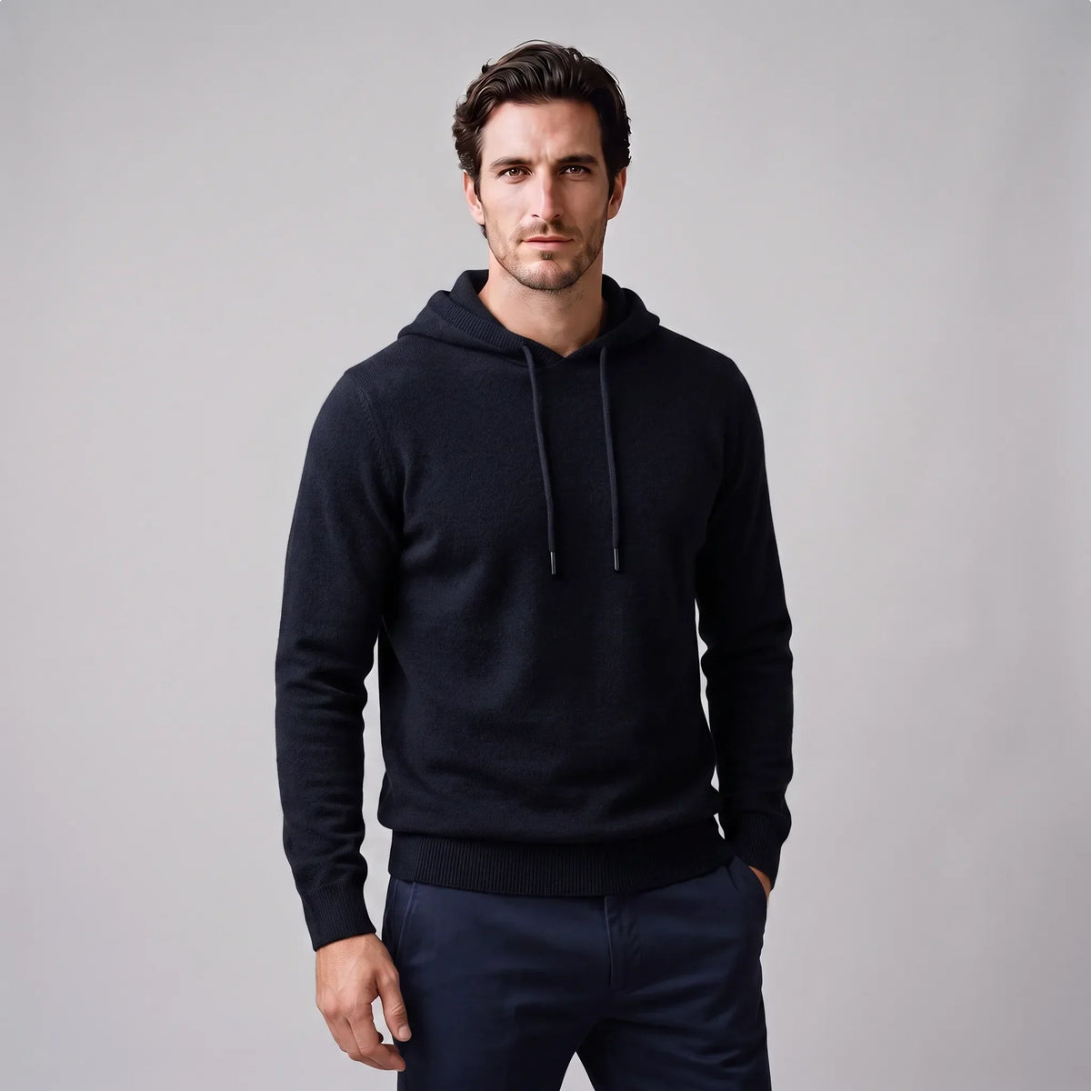 Men's Smart Casual Hoodie | Ribbed Cuffs & Hem