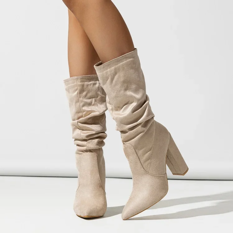 Elowen | Gathered Shaft Mid-Calf Boots