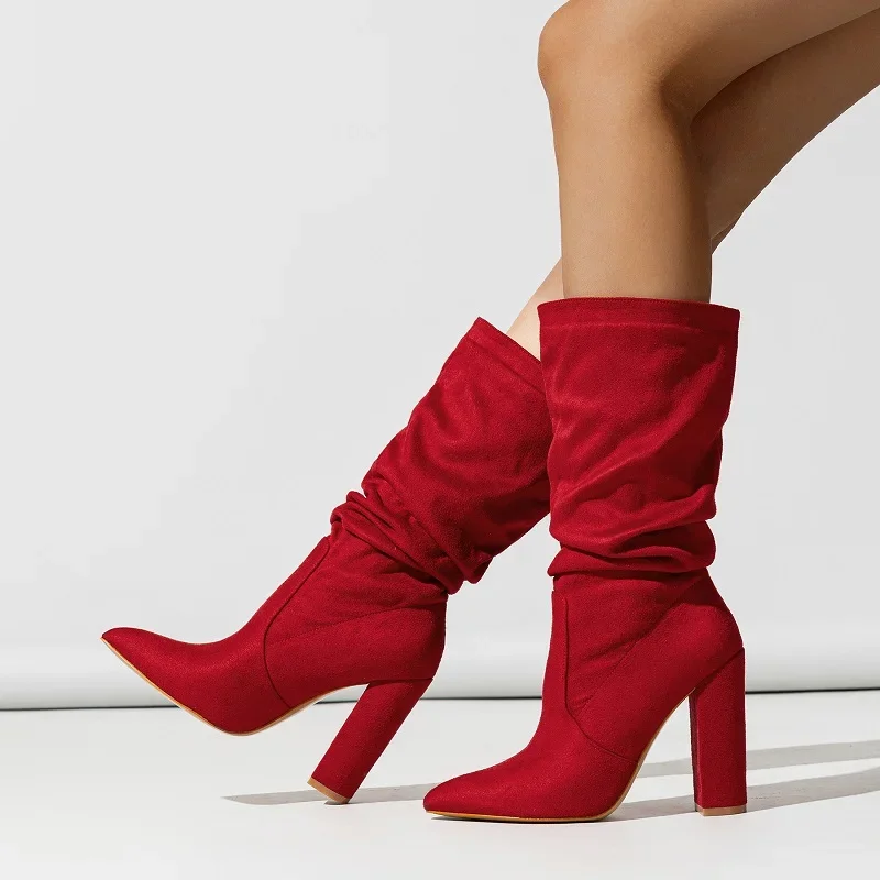 Elowen | Gathered Shaft Mid-Calf Boots