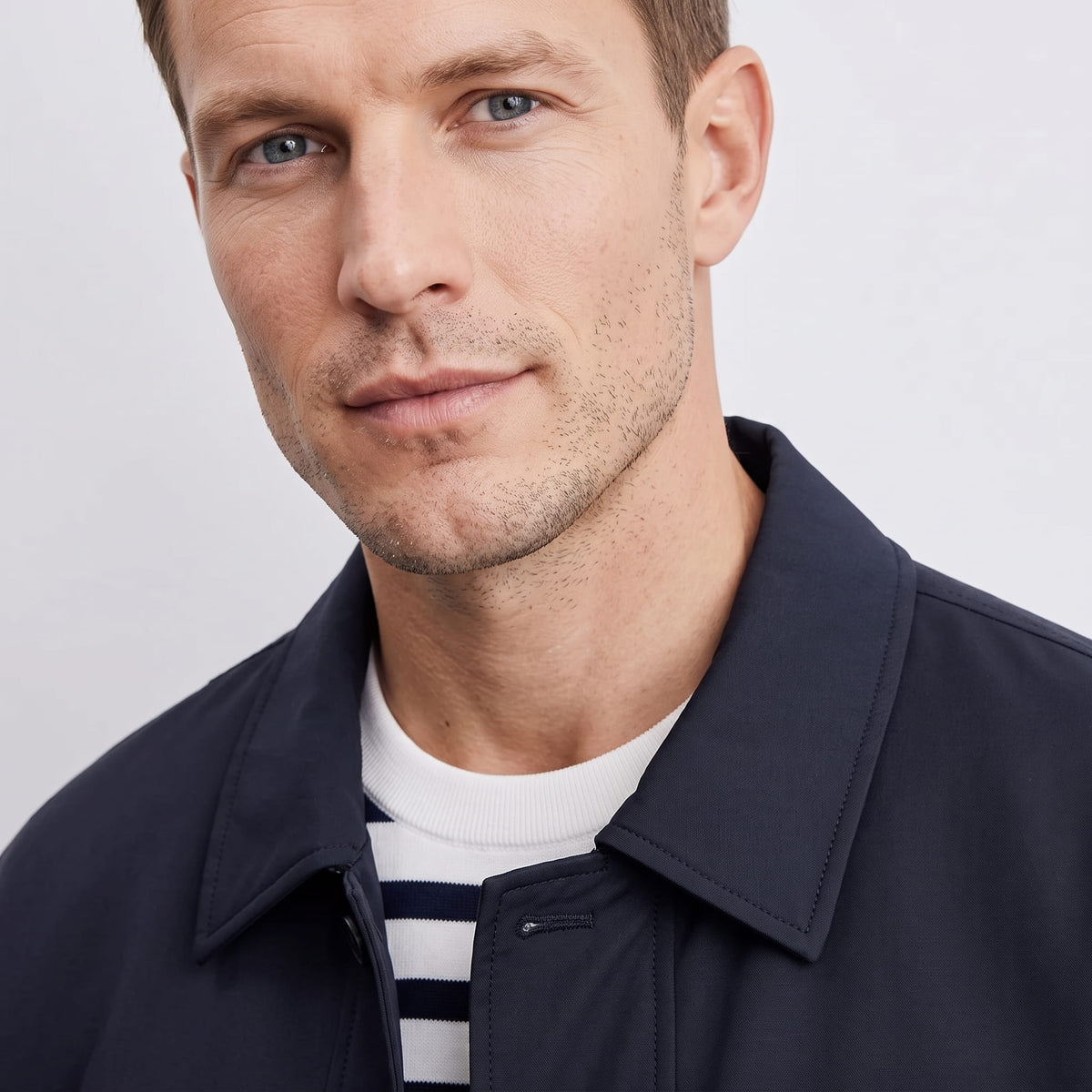 Mikael Turn-Down Collar Bomber Jacket – Ribbed Cuff Full-Zip Woven Classic Outerwear