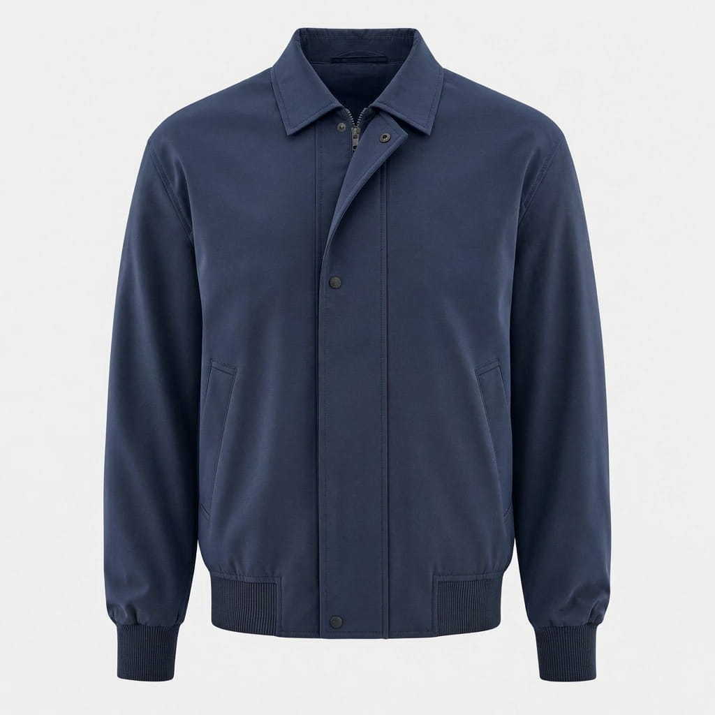 Mikael Turn-Down Collar Bomber Jacket – Ribbed Cuff Full-Zip Woven Classic Outerwear