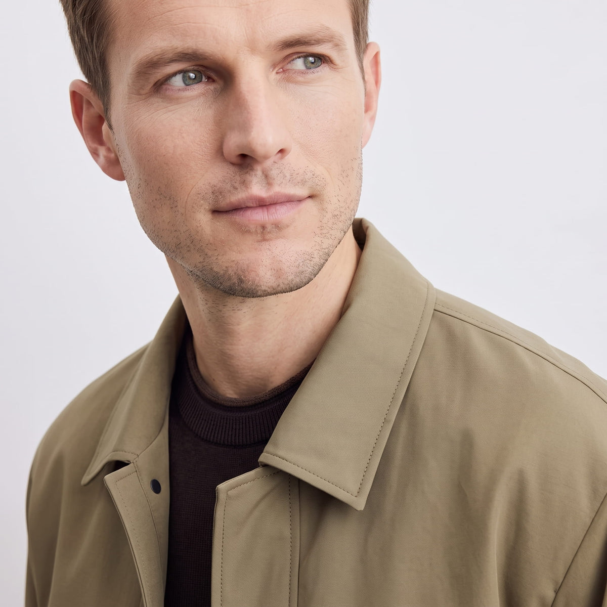 Mikael Turn-Down Collar Bomber Jacket – Ribbed Cuff Full-Zip Woven Classic Outerwear