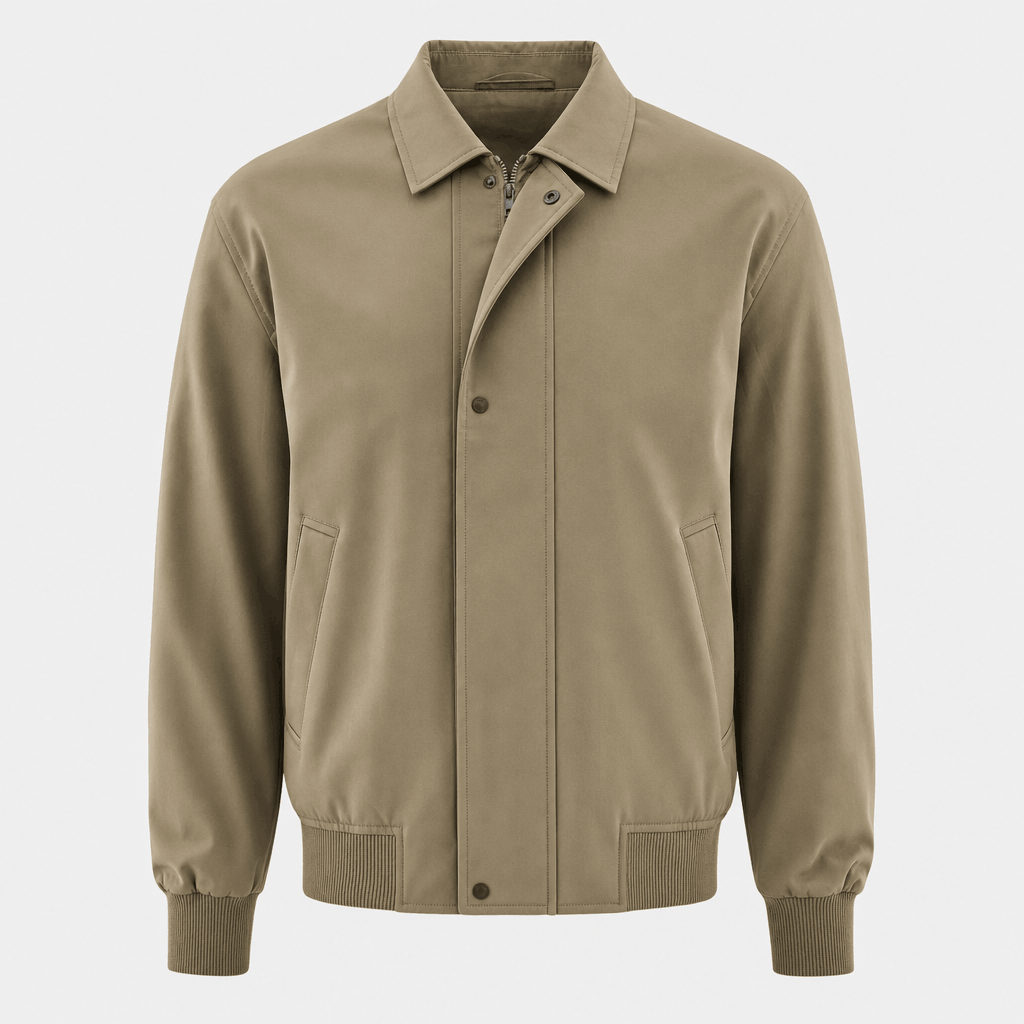Mikael Turn-Down Collar Bomber Jacket – Ribbed Cuff Full-Zip Woven Classic Outerwear