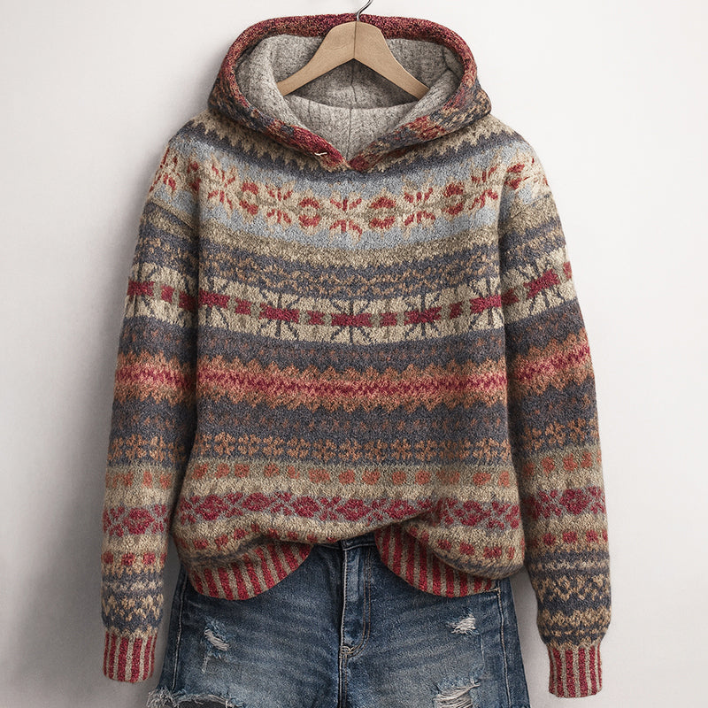 Thea Women's Fair Isle Knit Hoodie Sweater