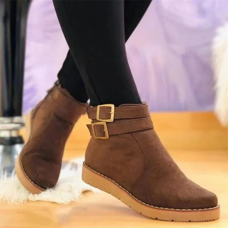 Quintessa | Double Buckle Strap Ankle Boots