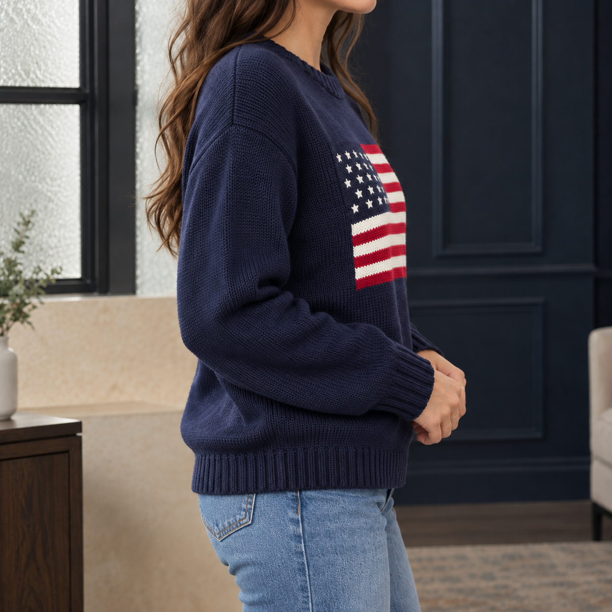 Orla-Sage American Flag Chunky Sweater