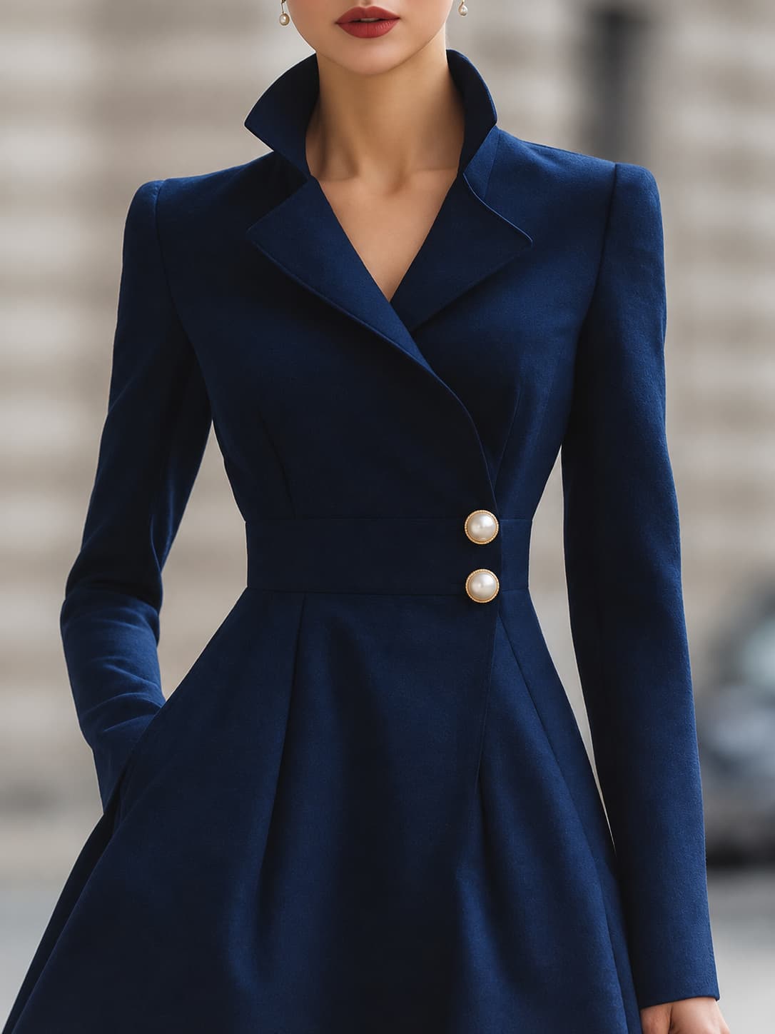 Women's Tailored Coat Dress with Flared Skirt