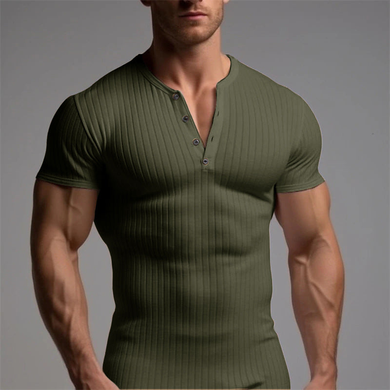 Nico | Men's Muscle Fit T-Shirt with Button Placket