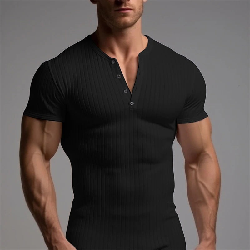 Nico | Men's Muscle Fit T-Shirt with Button Placket