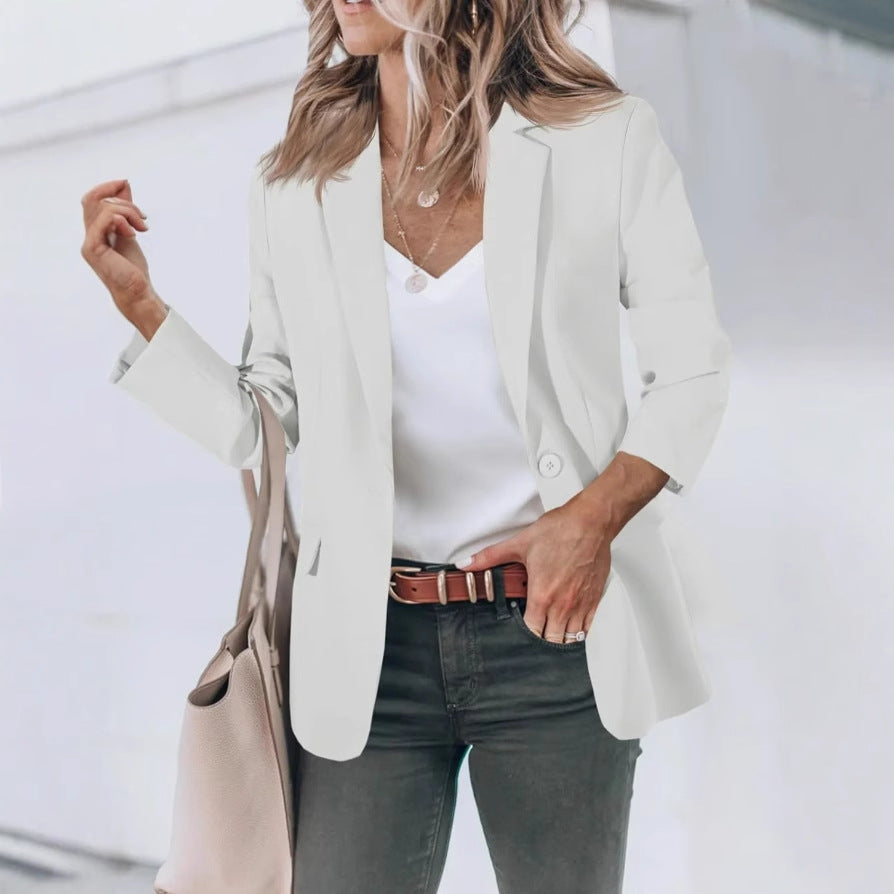 Women's Single-Breasted Blazer with Front Pockets