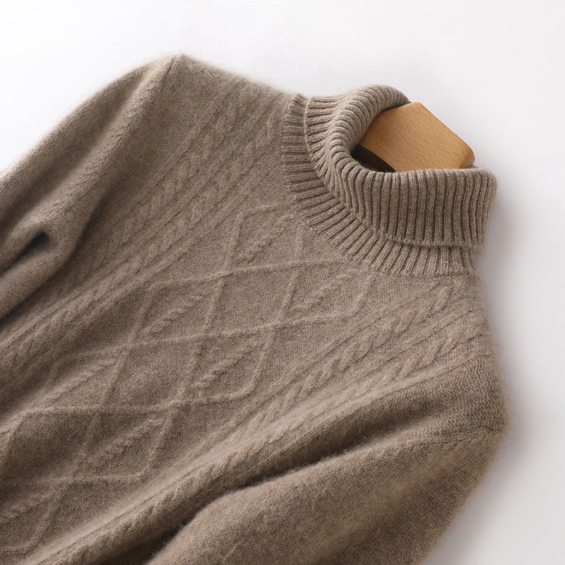 Women's Cable-Knit Turtleneck Jumper with Ribbed Cuffs