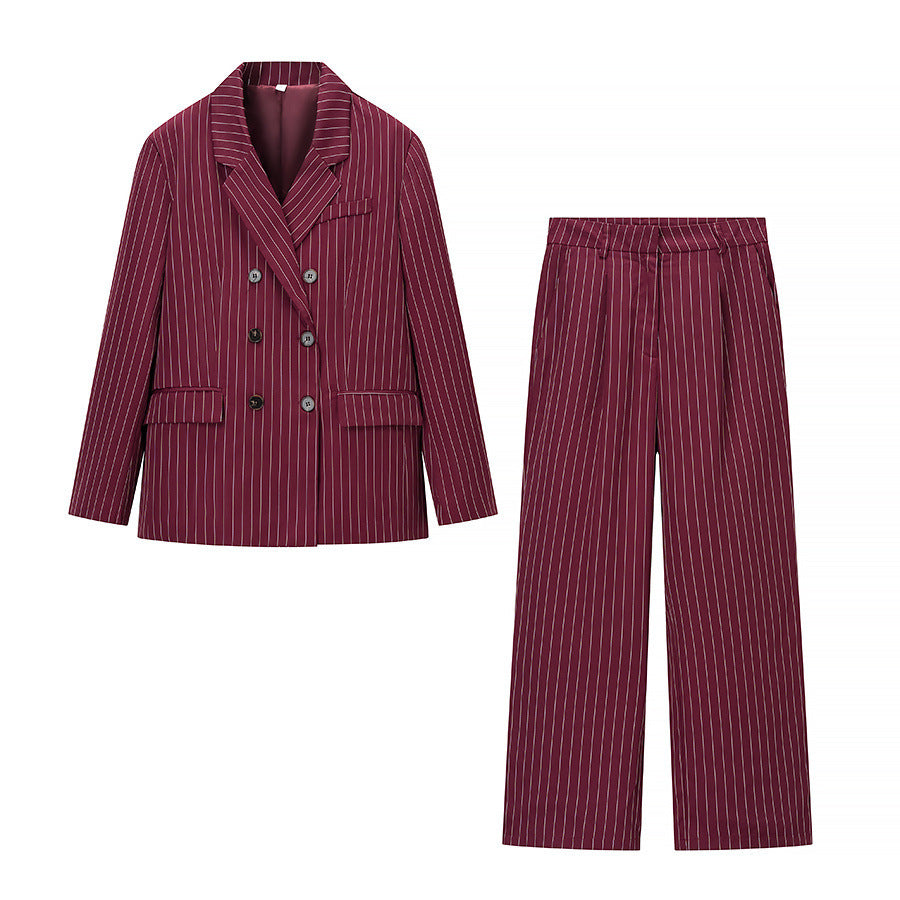 Women's Pinstripe Palazzo Trousers with High Waist and Wide Leg