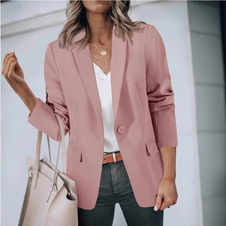 Women's Single-Breasted Blazer with Front Pockets