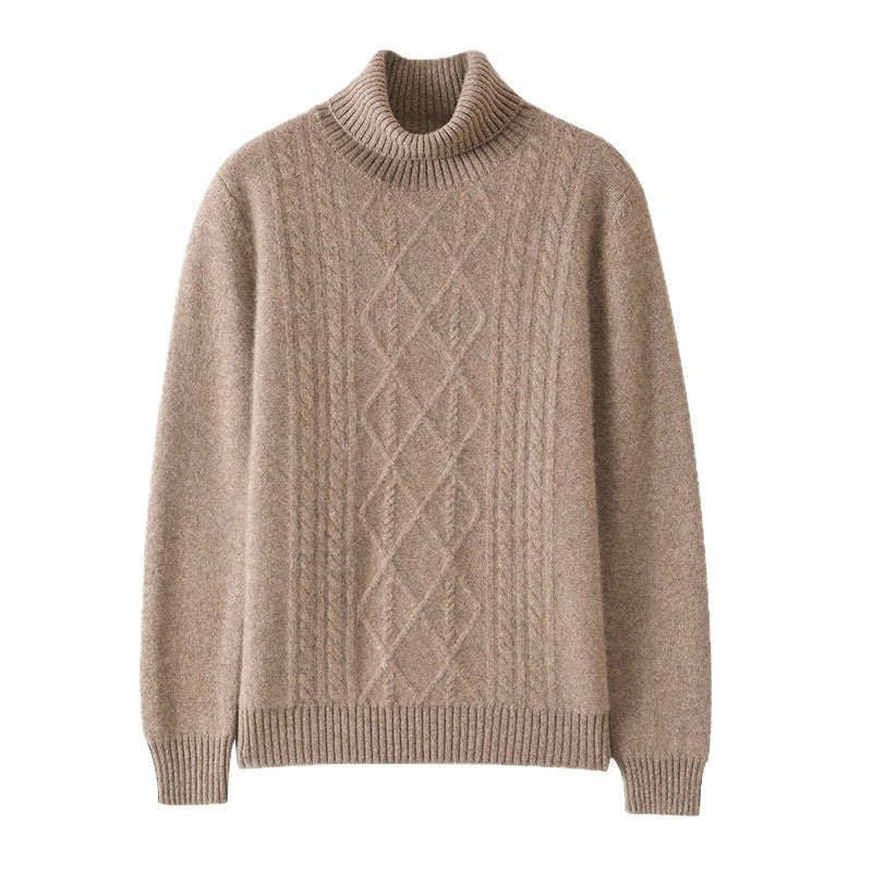 Women's Cable-Knit Turtleneck Jumper with Ribbed Cuffs