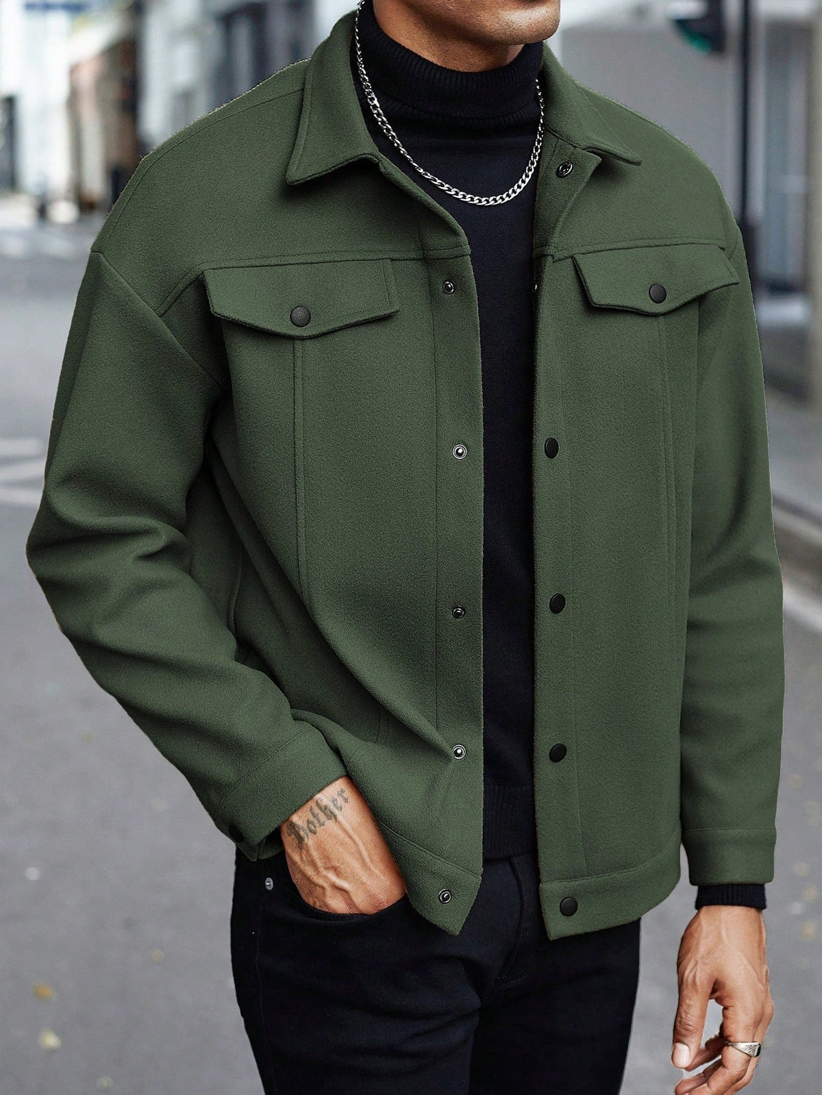 Men's Relaxed Fit Button-Up Overshirt Jacket