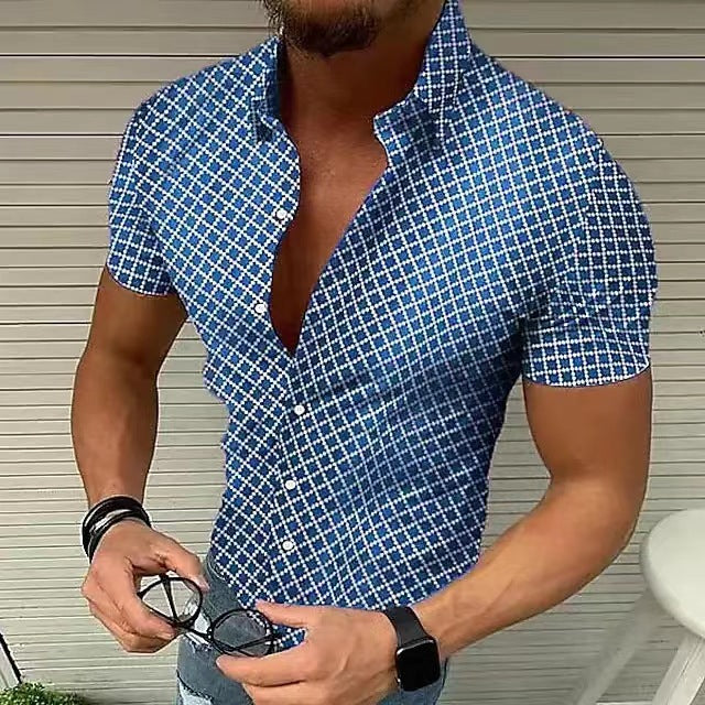 Loro | Men's Slim Fit Check Short Sleeve Shirt