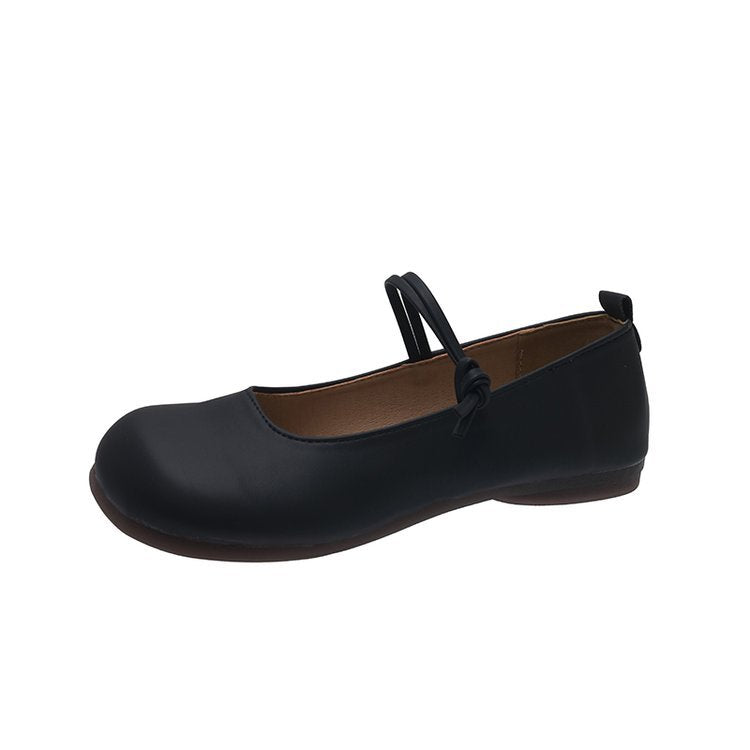 Women's Mary Jane Flats with Ankle Strap and Round Toe