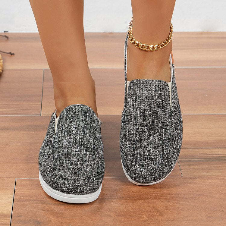 Women's Leopard Print Canvas Slip-On Mules with Cushioned Footbed