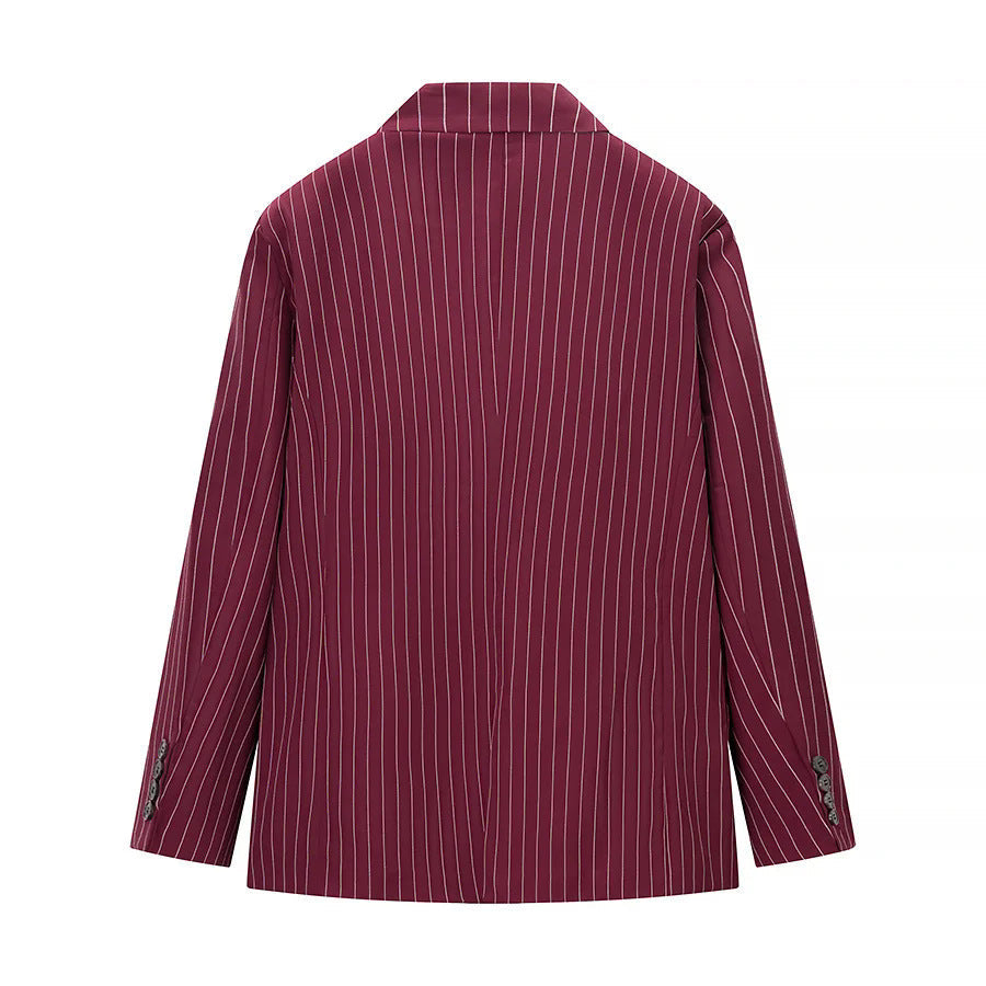 Women's Pinstripe Palazzo Trousers with High Waist and Wide Leg