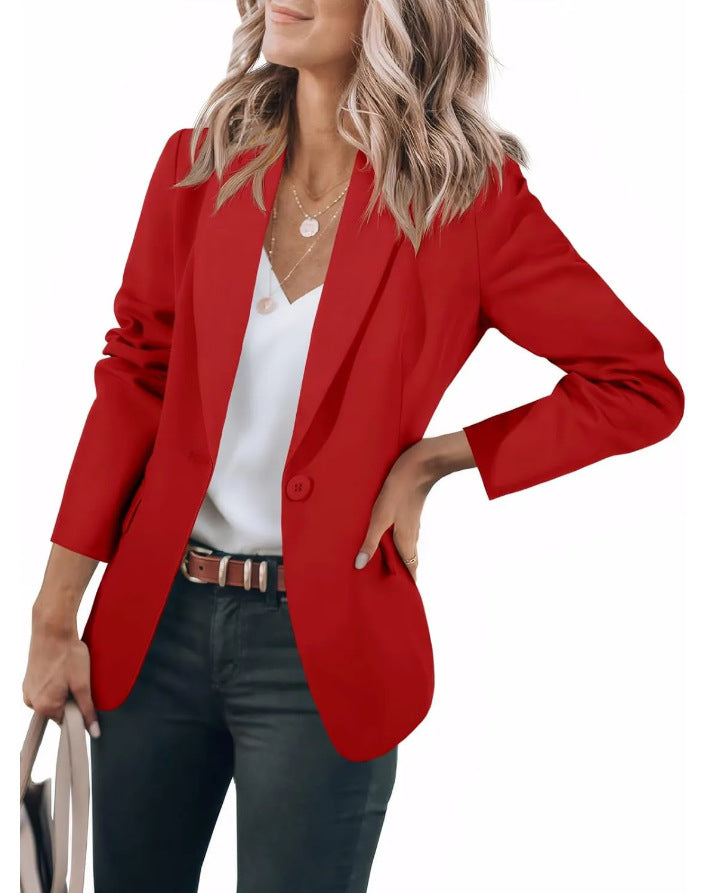 Women's Single-Breasted Blazer with Front Pockets