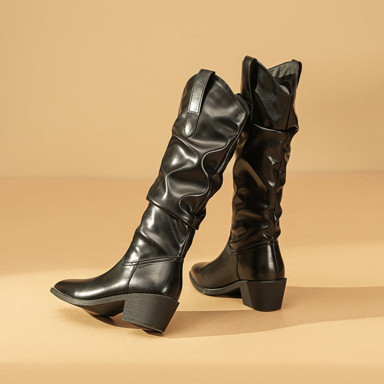 Kerensa | Slouch-style Shape Block Heel Ankle Boots