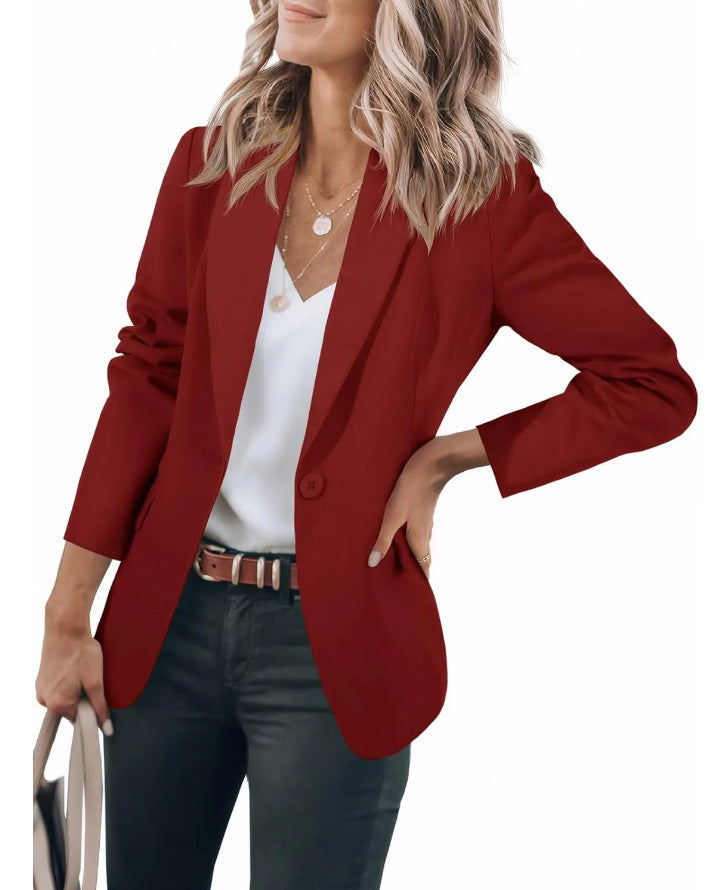 Women's Single-Breasted Blazer with Front Pockets