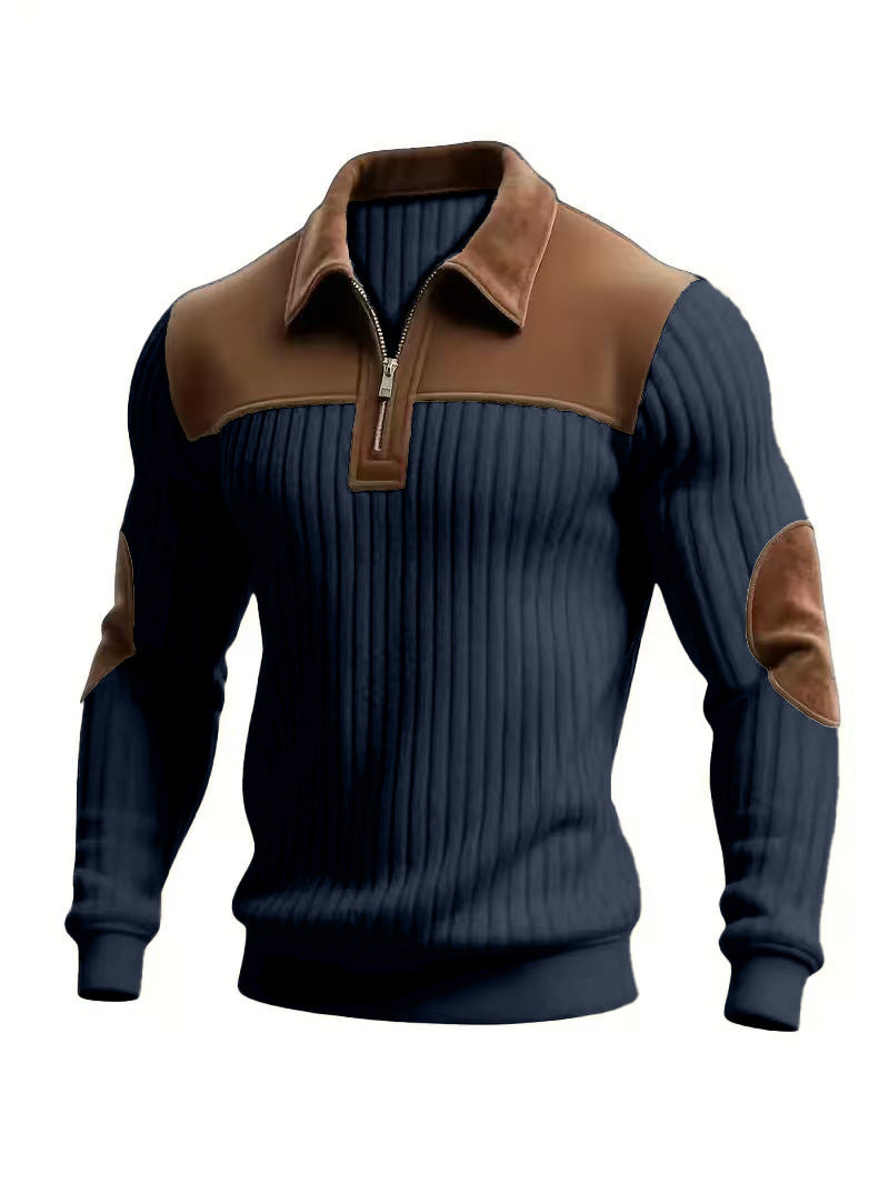 RIBBED HALF ZIP SWEATER FOR MEN