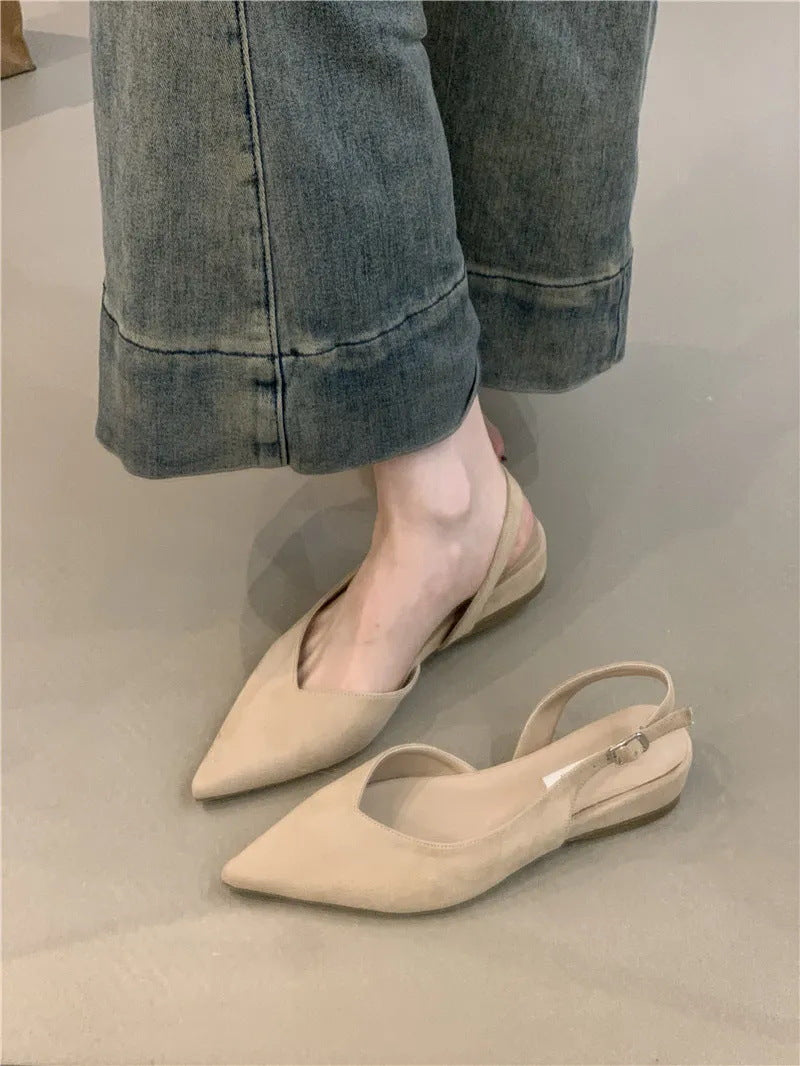 Women's Pointed Slingback Flats V-Cut Adjustable Strap