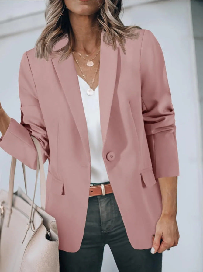 Women's Single-Breasted Blazer with Front Pockets